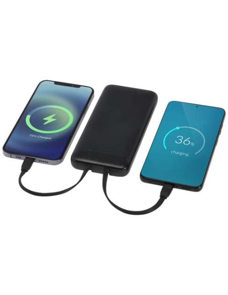 Batería externa de plástico reciclado de 10 000 mAh y 10 W con 2 cables integrados N09954421
