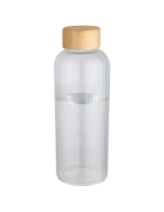 Botella de 650 ml de vidrio borosilicato de pared simple con tapa de bambú N10039001