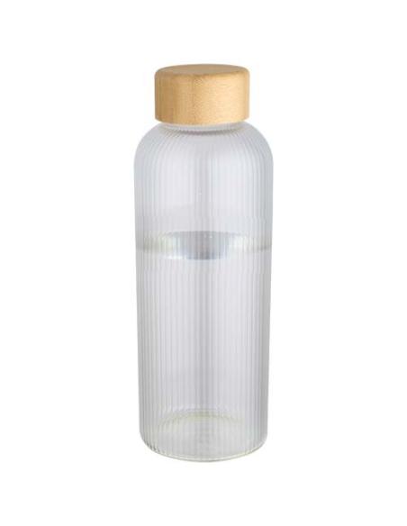 Botella de 650 ml de vidrio borosilicato de pared simple con tapa de bambú N10039001
