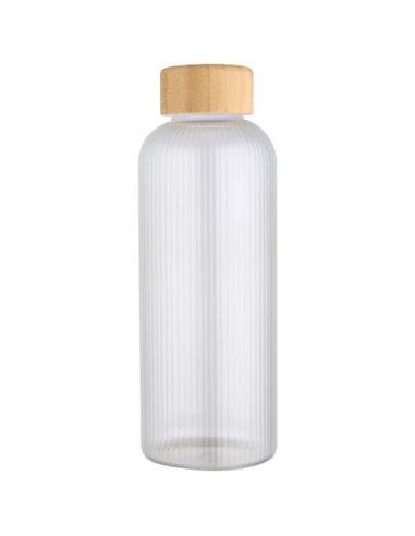 Botella de 650 ml de vidrio borosilicato de pared simple con tapa de bambú N10039001