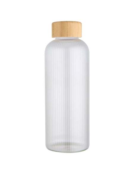 Botella de 650 ml de vidrio borosilicato de pared simple con tapa de bambú N10039001