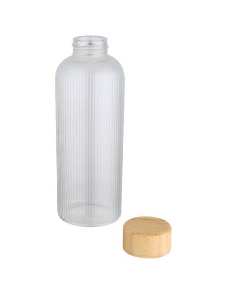 Botella de 650 ml de vidrio borosilicato de pared simple con tapa de bambú N10039001