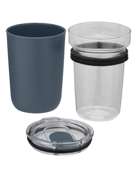 Vaso de vidrio de 420 ml con pared exterior de plástico reciclado N55576001