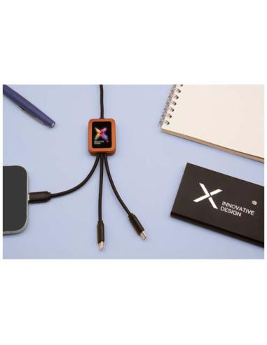 Cable de carga de 40 W 5 en 1 de PET reciclado con logo retroiluminado y estuche cuadrado de madera N09270XP2