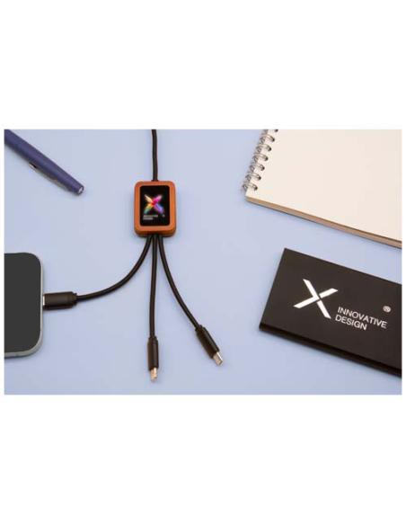 Cable de carga de 40 W 5 en 1 de PET reciclado con logo retroiluminado y estuche cuadrado de madera N09270XP2