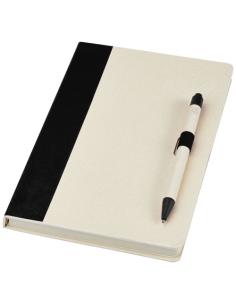 Set de libreta de referencia de tamaño A5 y bolígrafo fabricados con cartones de leche reciclados N10118701