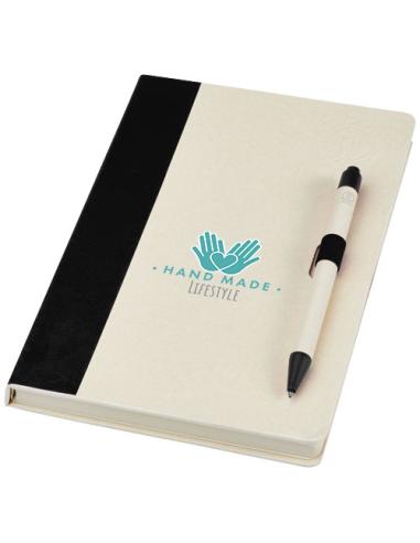 Set de libreta de referencia de tamaño A5 y bolígrafo fabricados con cartones de leche reciclados N09118701