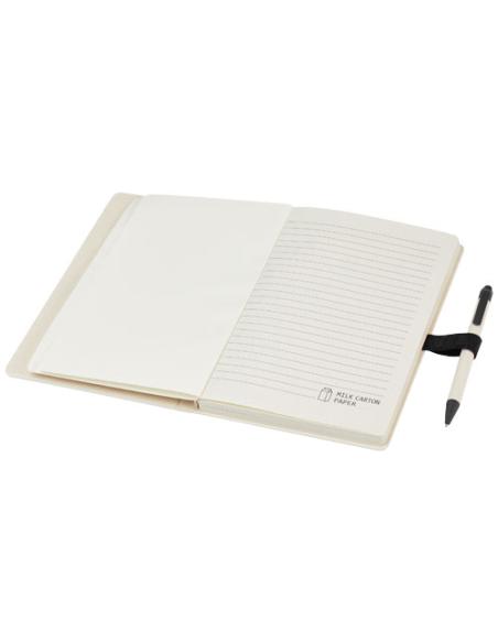 Set de libreta de referencia de tamaño A5 y bolígrafo fabricados con cartones de leche reciclados N09118701