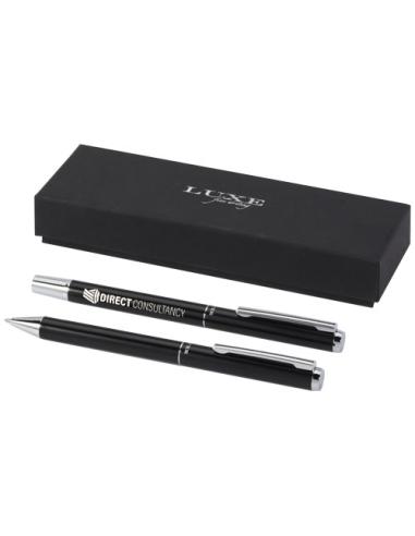 Set de regalo de bolígrafo y rollerball de aluminio reciclado (tinta negra) N09838701