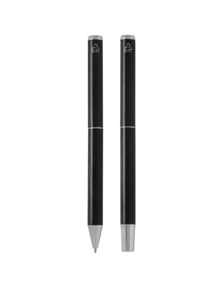 Set de regalo de bolígrafo y rollerball de aluminio reciclado (tinta negra) N09838701