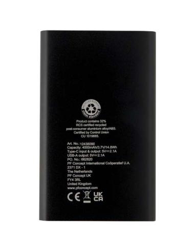 Batería externa tipo C de aluminio reciclado de 4000 mAh N09083421