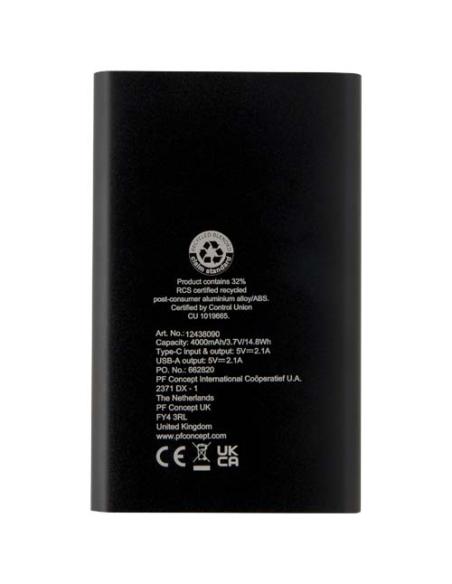 Batería externa tipo C de aluminio reciclado de 4000 mAh N09083421