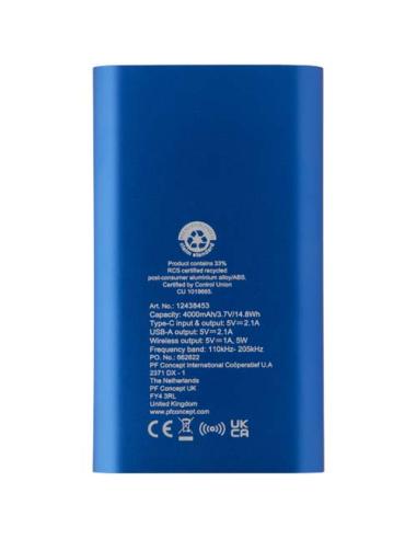 Batería externa inalámbrica tipo C de aluminio reciclado de 4000 mAh N35483421