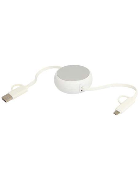 Cable retráctil 5 en 1 de 100 cm de plástico reciclado y aluminio para sincronización de datos y carga rápida de 45 W N18024421