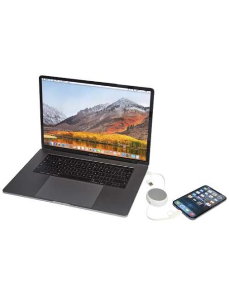 Cable retráctil 5 en 1 de 100 cm de plástico reciclado y aluminio para sincronización de datos y carga rápida de 45 W N18024421