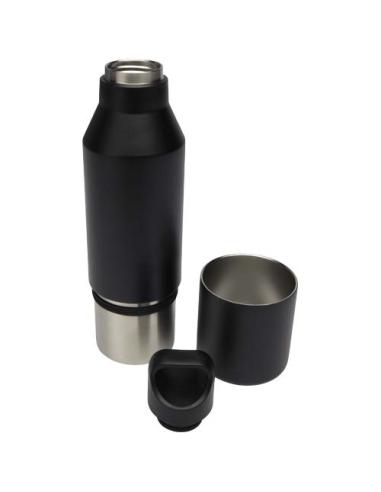 Botella isotérmica de acero inoxidable reciclado de 600 ml con certificado RCS y vaso de 300 ml N09048001