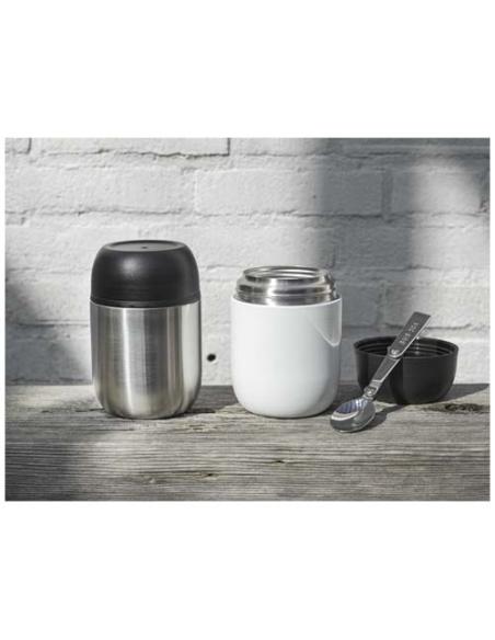 Fiambrera de 480 ml de acero inoxidable reciclado de doble pared con cuchara plegable N18124311