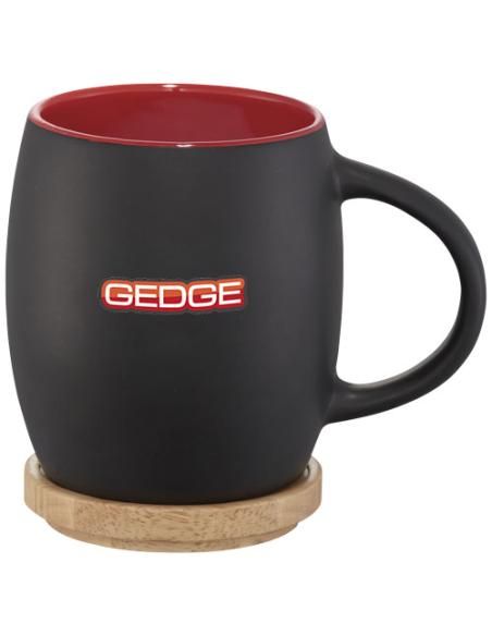 Taza de cerámica de 400 ml con base de madera N20664001