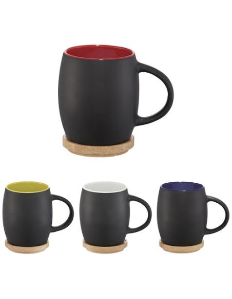 Taza de cerámica de 400 ml con base de madera N20664001