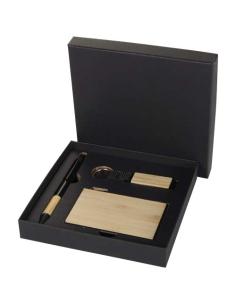 Set de regalo de bolígrafo, llavero y tarjetero RFID de aluminio reciclado RCS N60733601