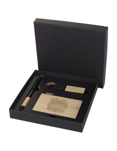 Set de regalo de bolígrafo, llavero y tarjetero RFID de aluminio reciclado RCS N60733601