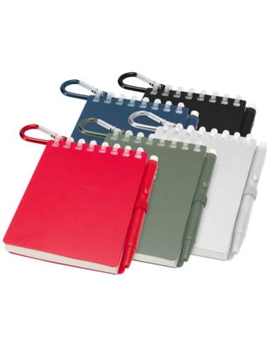 Set de libreta de tapa blanda y bolígrafo de exterior de material reciclado (tinta azul) N12150701