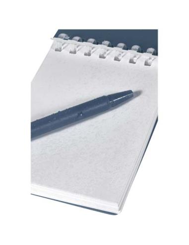 Set de libreta de tapa blanda y bolígrafo de exterior de material reciclado (tinta azul) N15150701