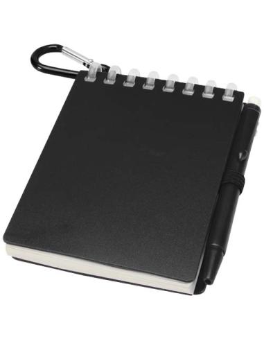 Set de libreta de tapa blanda y bolígrafo de exterior de material reciclado (tinta azul) N09150701