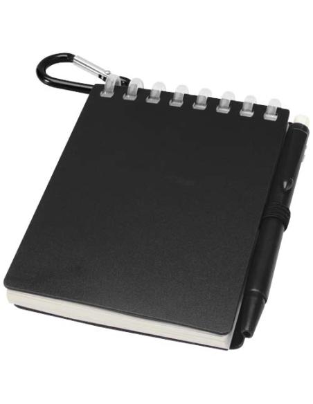 Set de libreta de tapa blanda y bolígrafo de exterior de material reciclado (tinta azul) N09150701