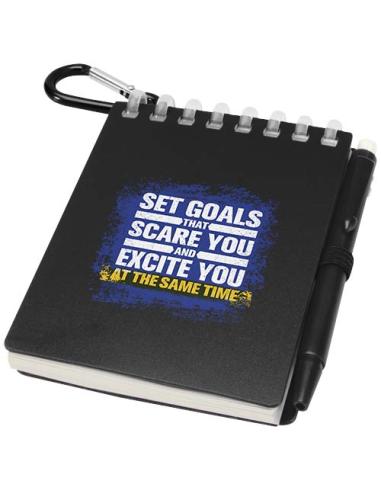 Set de libreta de tapa blanda y bolígrafo de exterior de material reciclado (tinta azul) N09150701