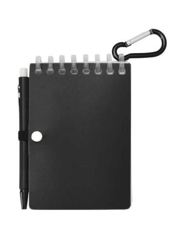 Set de libreta de tapa blanda y bolígrafo de exterior de material reciclado (tinta azul) N09150701