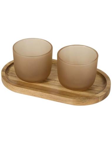 Set de bandeja de madera y vasos de vidrio acabado mate N70204621