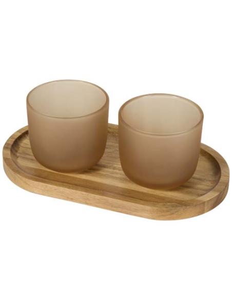 Set de bandeja de madera y vasos de vidrio acabado mate N70204621