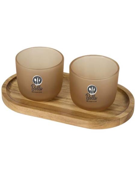 Set de bandeja de madera y vasos de vidrio acabado mate N70204621
