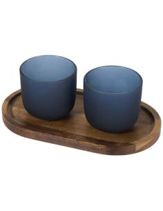 Set de bandeja de madera y vasos de vidrio acabado mate N70204621