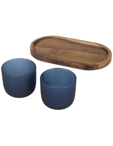 Set de bandeja de madera y vasos de vidrio acabado mate N55204621