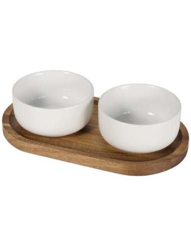 Set de bandeja de madera y cuencos de cerámica N10504621