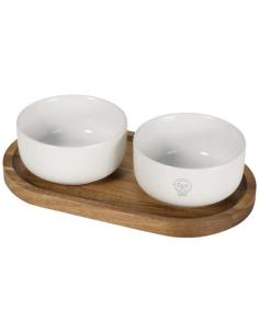 Set de bandeja de madera y cuencos de cerámica N10504621 2
