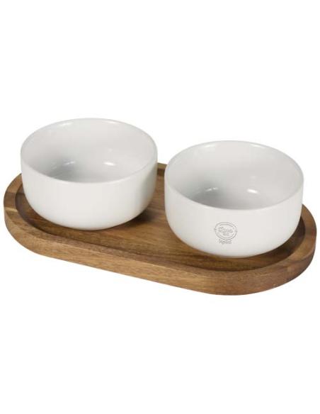 Set de bandeja de madera y cuencos de cerámica N10504621