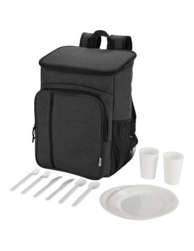 Mochila picnic nevera de 20l con material reciclado GRS incluyendo set de cubiertos N09021031