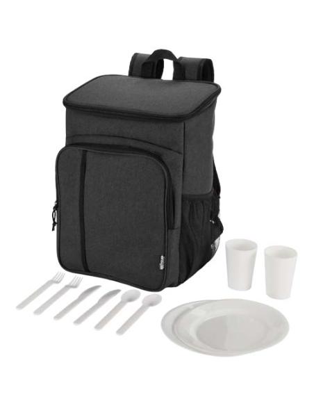 Mochila picnic nevera de 20l con material reciclado GRS incluyendo set de cubiertos N09021031