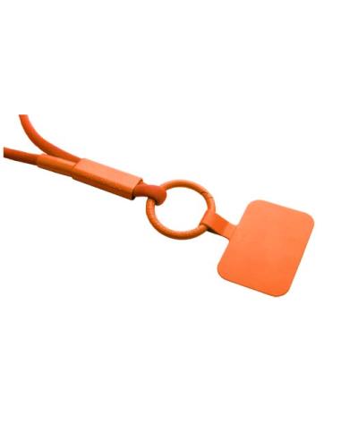 Lanyard con soporte para teléfono con tubo de plástico reciclado N13300IP1