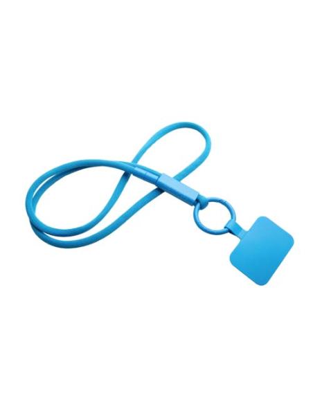 Lanyard con soporte para teléfono con tubo de plástico reciclado N25300IP1
