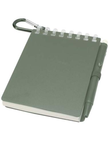 Set de libreta de tapa blanda y bolígrafo de exterior de material reciclado (tinta azul) N26150701