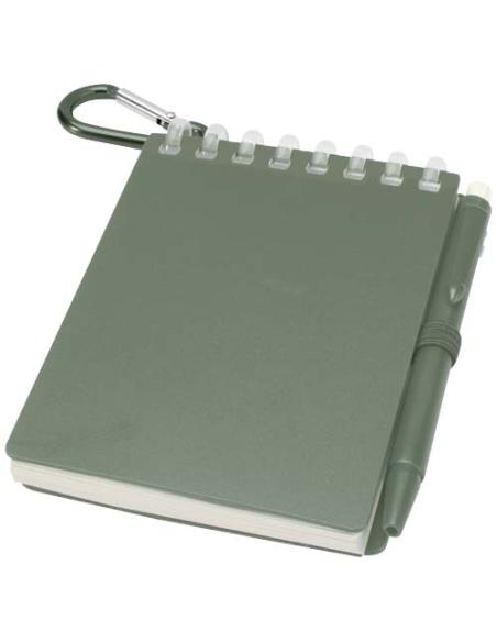 Set de libreta de tapa blanda y bolígrafo de exterior de material reciclado (tinta azul) N26150701