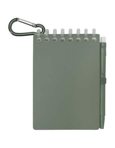 Set de libreta de tapa blanda y bolígrafo de exterior de material reciclado (tinta azul) N26150701