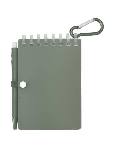 Set de libreta de tapa blanda y bolígrafo de exterior de material reciclado (tinta azul) N26150701