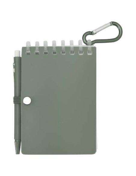 Set de libreta de tapa blanda y bolígrafo de exterior de material reciclado (tinta azul) N26150701