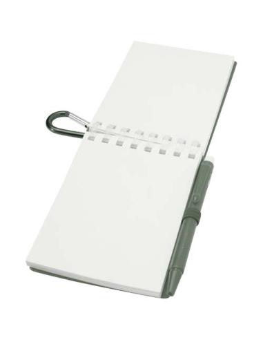 Set de libreta de tapa blanda y bolígrafo de exterior de material reciclado (tinta azul) N26150701