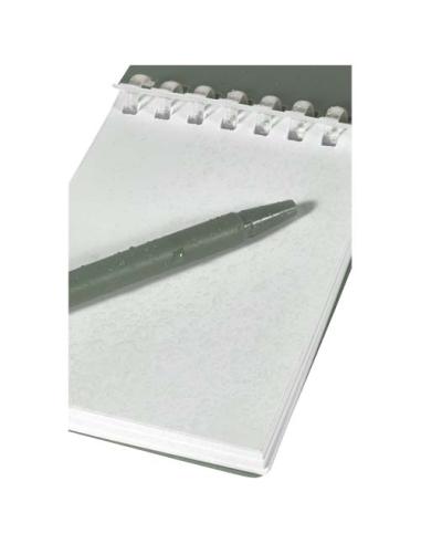 Set de libreta de tapa blanda y bolígrafo de exterior de material reciclado (tinta azul) N26150701